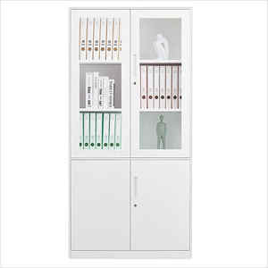 Archivador ejecutivo de metal con 2 puertas de acero y 2 vidrios, almacenamiento de doble acceso para oficina corporativa, Bufete de Abogados Bancarios - Product Image 2