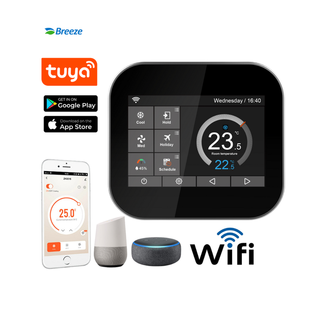 Tuya Wifi Smart Wireless Digital Hotel Room Controller Fan Coi Unit Thermostat 24v 85~230V Control