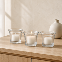 Porte-bougie en verre transparent pour la maison, 60 ml, avec rebord évasé, pour bougie chauffe-plat, récipient pour bougie parfumée faite à la main
