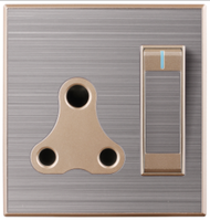 Prise murale 1 gang + 15A 3 broches avec interrupteur, en acier inoxydable, finition champagne, robuste, norme Bangladesh, Pakistan, Royaume-Uni, en promotion