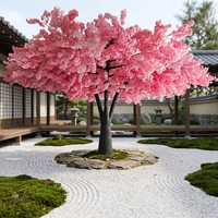 Nouveaux produits grand arbre à fleurs 4.2m de haut et 4.6m de large arbre à fleurs de cerisier artificiel Orange complet pour décor de restaurant intérieur