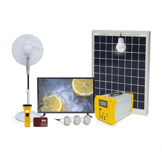 Multifunctional Solar Home System Can Meet Your Most Need. Come with TV to Enjoy TV Show DC Fan to Enjoy Cool Wind and Lighting