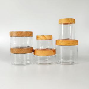 Bocaux cosmétiques naturels 250g 250ml en plastique PET transparent givré avec couvercles en bois de bambou - Product Image 4