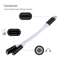 Répartiteur USB-C 1 en 2 sorties Type C à 3.5mm Casque et chargeur y répartiteur Audio Jack Adaptateur connecteur avec charge rapide