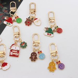 Hot Christmas Keychain Cute Santa Claus Elk Snowman Metal <b>Key</b> Chains <b>Key</b> <b>Rings</b> Cartoon Doll New Year Decor Xmas Enamel Keychain - Product Image 2
