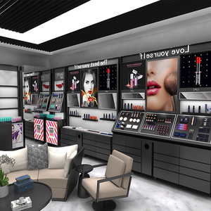 Vitrine cosmétique double face noire haut de gamme <span class=keywords><strong>pour</strong></span> magasin de beauté Mid Island Counter avec étagères de soins de la peau Vitrine de maquillage - Product Image 1
