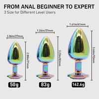 S-hande Lot de 3 Plugs Anaux Métalliques S M L en Acier Inoxydable, Jouet Sexuel Sexy avec Bijoux en Cristal, Godemiché Anal, Jouet Sexuel Adulte Fétichiste