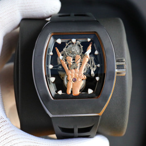 <span class=keywords><strong>Montre</strong></span> mécanique pour homme la plus vendue, modèle 66, <span class=keywords><strong>avec</strong></span> cadran squelette, entièrement noire, étanche, résistante aux chocs, élégante, pour homme d'affaires - Product Image 3