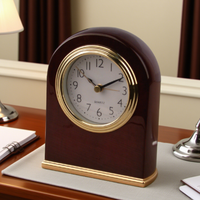 Horloge de table en bois massif EASTON, mouvement à quartz, logo personnalisé pour chambre d'hôtes