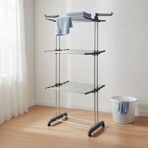 Séchoir à linge mobile à trois niveaux DB avec conception double face en acier, support autoportant pour armoire G - Product Image 2