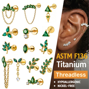 JIAXIN ASTM F136 İmplant Kalitesinde Titanyum Zirkon Tragus Dişsiz Push <span class=keywords><strong>Pin</strong></span> Labret Çivisi Helix Küpe Vücut Piercing Takısı - Product Image 1