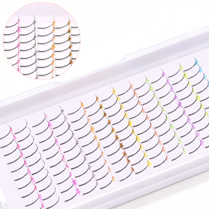 Extension ciglia a ciuffetti a 12 file effetto stella colorata, pronte all'uso, per un look luminoso e accattivante, ideali per principianti. - Product Image 3