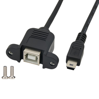 Câble de données USB 2.0 en cuivre pur OEM/ODM, USB Type B mâle vers femelle avec adaptateur de montage sur panneau pour imprimante, terminal de point de vente, scanner