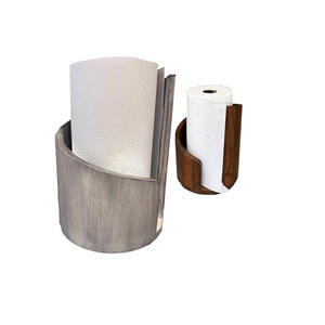 Portarrollos de Papel de Cocina de Madera para Encimera con Base Redonda y Soporte de Hierro - Product Image 1