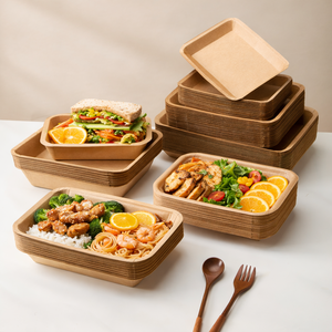 Barquettes et assiettes jetables en papier kraft de qualité alimentaire pour plats à emporter, idéales pour les traiteurs et événements, fabriquées en Chine - Product Image 3