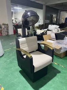 Kit de salon haut de gamme noir et gris comprenant un fauteuil de pédicure, un fauteuil de coiffure, une unité de lavage et une table de manucure - Product Image 2