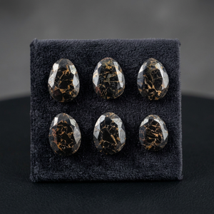 Piedras Preciosas Sueltas de Shungita Negra Natural y Cobre en Forma de Huevo, Corte Rosa, para Joyería, Venta al Por Mayor - Product Image 3