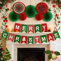 608396 PARTYMAKER Weihnachts-Papierset Rot Grün Weiß Bogenform Partydekoration Frohe Weihnachten Banner Innenbereich Feiertagsdekoration