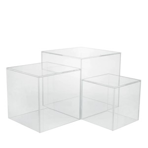 Alzate per Buffet in <span class=keywords><strong>cristallo</strong></span> Xinkeda espositore per cubi in acrilico trasparente alzate per nidificazione trasparenti con fondo cavo - Product Image 1