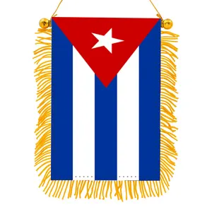 Bán sỉ cờ từ cuba-Cờ Mini Toàn Quốc Biểu Ngữ Gương Chiếu Hậu Tua Rua Cờ Cuba Hai Mặt
