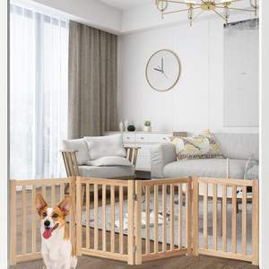 ประตูสุนัขสำหรับประตูบ้านสุนัขแบบอิสระไม้เนื้อแข็งปากกาประตูสำหรับสัตว์เลี้ยงที่มี4แผง - Product Image 5