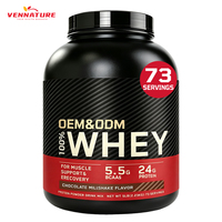 Poudre de Protéine de Lactosérum Saveurs Personnalisées 5lb 73 Portions 24g 5.5g BCAA pour Marques de Nutrition à Marque Blanche Fitness