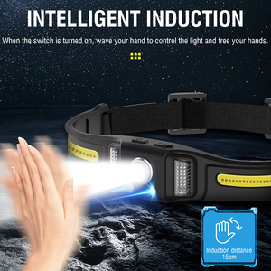 Boruit 화이트 레드 안전 빛 650 루멘 최고의 헤드 램프 실행 캠핑 방수 헤드 램프 USB 충전식 센서 헤드 램프 - Product Image 3