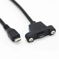 Puerto Micr-usb de ángulo izquierdo y derecho de 90 grados, Conector de bloqueo macho a hembra, Cable de extensión de montaje en panel Micr Usb con montaje en Tornillo