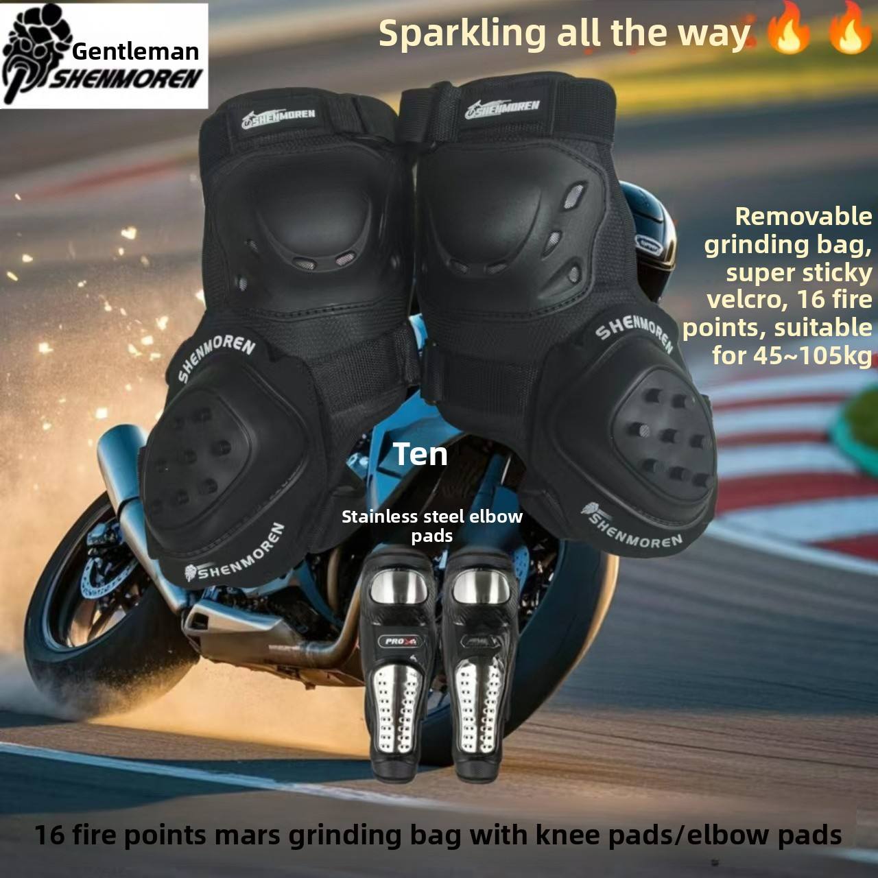 Knee pads + Mars grinding bag + stainless steel elbow pads