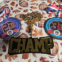 Chaîne de champion personnalisée en acrylique noir et or, Collier de champion de la Ligue des Fantaisies, Accessoire de fête pour les vainqueurs d'événements sportifs