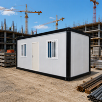 Maison conteneur préfabriquée démontable et respirante à assemblage rapide, de forme carrée, conception en kit pour chantier de construction d'appartements