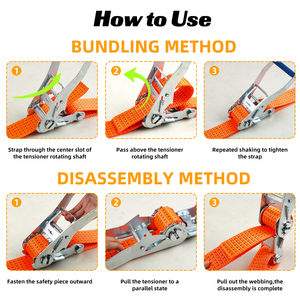 1" Ratchet <strong>Tie</strong> <strong>Down</strong> <strong>Straps</strong> for Cargo Control - Strong &amp; Lightweight - Ideal for Cars, Trailers &amp; Small Hauling Jobs - Product Image 4