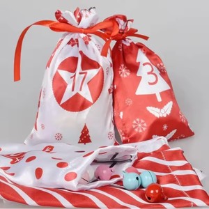 <b>Christmas</b> Cotton Tote Drawstring Gift <b>Bags</b> Advent Calendar Countdown Set Letter Pattern Candy Packaging <b>Storage</b> Shopping <b>Bags</b> - Product Image 6