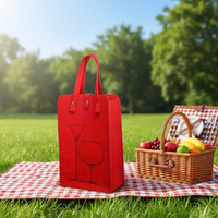 Sac à vin double en feutre durable 11 - Élégant, pliable, classique, pour le transport, le rangement et l'emballage cadeau du vin