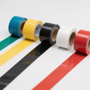 Cinta de marcado de suelo de película de PVC PET de rayas reciclables de alta viscosidad Color personalizado Impermeable Advertencia DE SEGURIDAD Precaución Base acrílica - Product Image 4