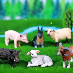 Miniature Figurines DIY Kids Forest Animal Toy <b>Simulation</b> Pig and Sheep Resin Party Farm Set Children's Educational Play Sets - Product Image 6