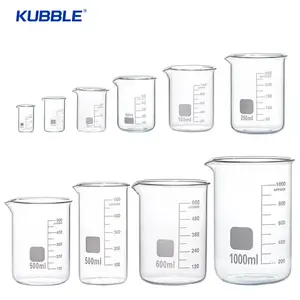 Cristalería de laboratorio 50ml 250ml 500ml 1000ml Vasos de medición de cuarzo graduados resistentes al calor Vaso de vidrio de forma baja para la venta