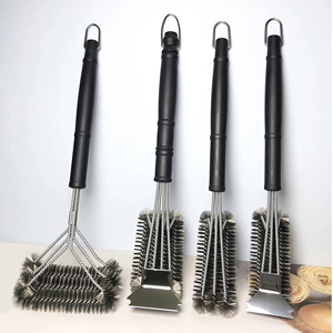 Cepillo para Parrilla de Acero Inoxidable de 3 Cabezas con Raspador, Mango Largo, Cerdas de Alambre para Parrilla, Horno, Herramienta de Limpieza de Cocina - Product Image 1