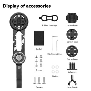 <span class=keywords><strong>Support</strong></span> de vélo réglable en aluminium pour ordinateur de vélo, <span class=keywords><strong>support</strong></span> multi-base compatible <span class=keywords><strong>Garmin</strong></span>/Cateye/Bryton avec <span class=keywords><strong>support</strong></span> pour caméra d'action et éclairage - Product Image 5