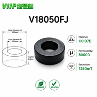 Núcleo Magnético Toroidal Nanocristalino V18050FJ para Transformador de Corriente y Circuito de Filtro de Potencia