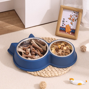Youcheng <b>Cat</b> Dog Food Bowl 32x21.3x5.2cm Divided Plastic Pet <b>Feeder</b> For Kitten And Puppy Feeding - Product Image 3