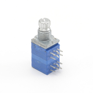 Potentiomètre rotatif stéréo <span class=keywords><strong>4</strong></span> gangs <span class=keywords><strong>de</strong></span> haute qualité, 9 mm, vertical, 12 broches, 10k, 50k, 100k Ohm, à film <span class=keywords><strong>de</strong></span> carbone et axe métallique, pour contrôle du volume - Product Image 4
