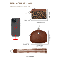 Dompet Gelang Motif Macan Tutul Portabel dengan Dua Kantong Resleting dan Kantong Koin Gantungan Kunci yang Dapat Dilepas
