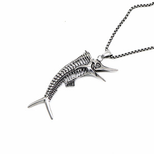 Yunnique-collar con colgante de espina de pescado de acero de titanio, diseño de esqueleto de animal, joyería de moda unisex - Product Image 5