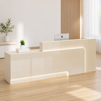 Comptoir de réception commercial en bois, design minimaliste moderne, avec rangement, personnalisable, pour salon de beauté