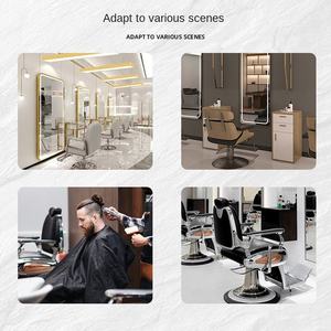 Sillón de Barbería Metálico Estilo Europeo <span class=keywords><strong>Retro</strong></span> Americano para Hombre, Asiento Reclinable Giratorio, Esponja de Alta Densidad para Corte de Cabello - Product Image 4