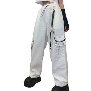 <span class=keywords><strong>Pantaloni</strong></span> Punk Street Crock da Donna, Vestibilità Ampia, Stile Hip-Hop Harajuku, <span class=keywords><strong>Neri</strong></span>, a Gamba Larga, con Coulisse, Lunghi, Stile Spice Girls, Gotico Vintage, Vita Alta - Product Image 5