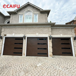 Portes de <span class=keywords><strong>garage</strong></span> modernes doubles en aluminium noir avec vitrage, portes enroulables électriques, portail mural isolé pour maisons et commerces - Product Image 6