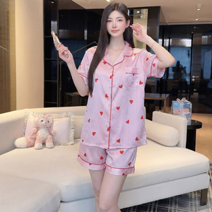 Oferta Increíble: Conjunto de Pijama Holgado y Transpirable con Estampado de Corazones y Rayas, Venta al Por Mayor en China - Product Image 3