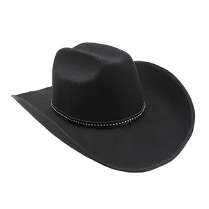 Diseño personalizado de ala ancha sombrero de vaquero unisex sunproof sombrero fedora poliéster moda sombrero fedora